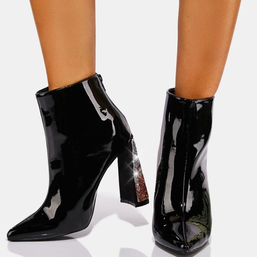 LET THE PARTY BEGIN Patent Ankle Boots ( BRAND NEW !!!! )